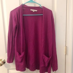 Fuscia LOFT Long Sleeve Cardigan With Pockets